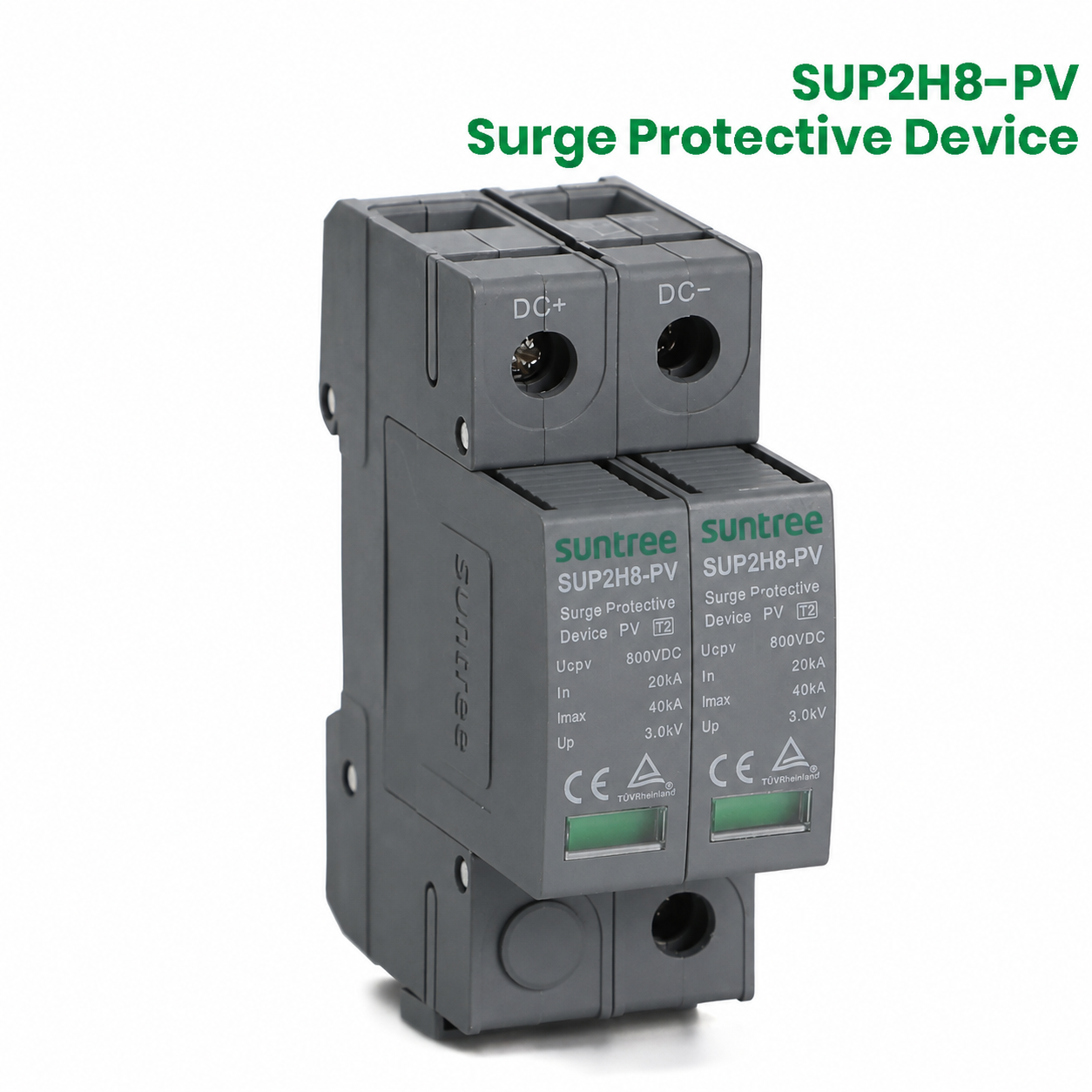 อุปกรณ์ป้องกันไฟกระชาก Suntree SUP2H8-PV แบบ 2 โมดูลสำหรับระบบโซลาร์เซลล์