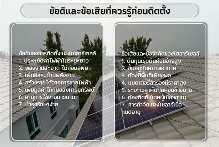 สรุปข้อดีและข้อเสียของโซลาร์เซลล์ที่ควรรู้ก่อนติดตั้ง